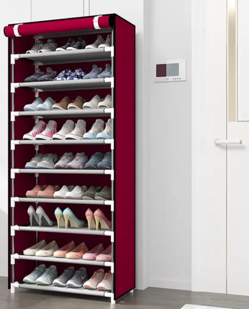.Meuble Range-Chaussures en Tissu – 9 Niveaux | Capacité 27 Paires